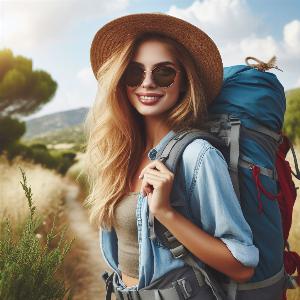 female backpacker on a hot summer day-12